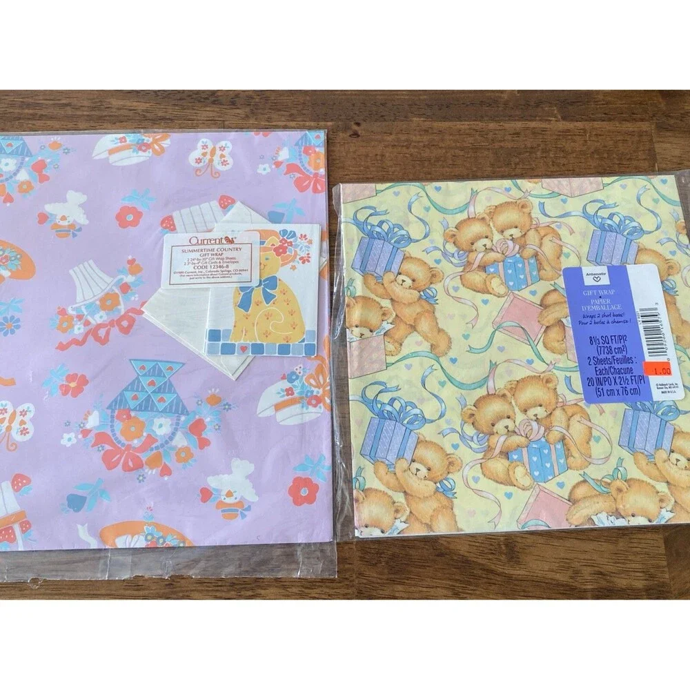 Vintage Wrapping Paper Large Lot Many New Christmas Baby Wedding Holiday Kids